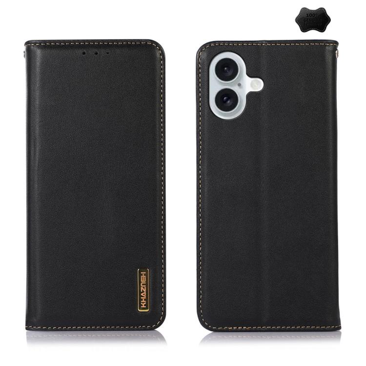For iPhone 17 KHAZNEH Nappa Top Layer Cowhide Leather Phone Case(Black)