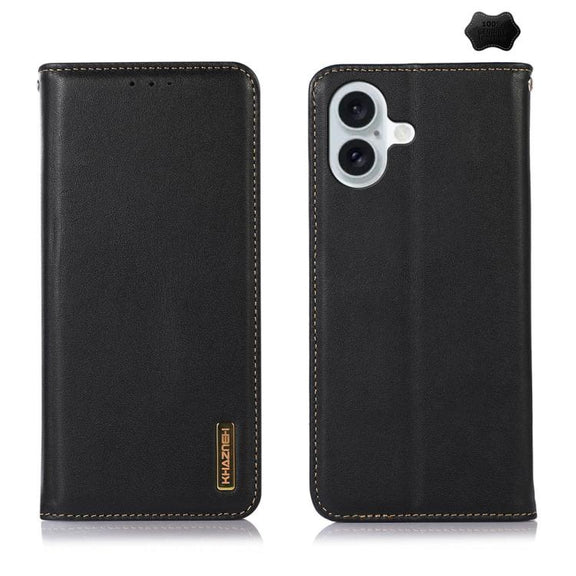 For iPhone 17 KHAZNEH Nappa Top Layer Cowhide Leather Phone Case(Black)