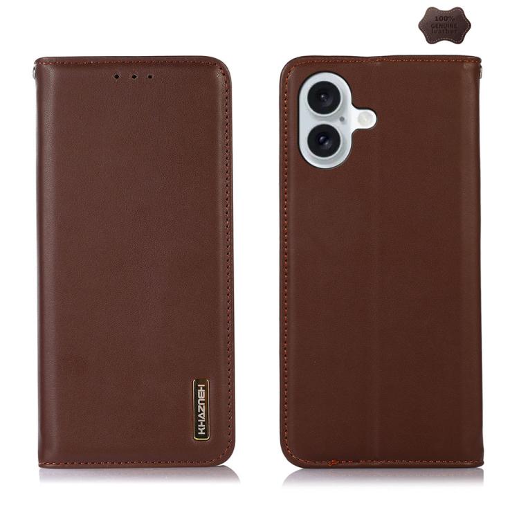 For iPhone 17 KHAZNEH Nappa Top Layer Cowhide Leather Phone Case(Brown)