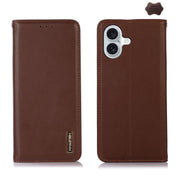 For iPhone 17 KHAZNEH Nappa Top Layer Cowhide Leather Phone Case(Brown)