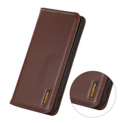 For iPhone 17 KHAZNEH Nappa Top Layer Cowhide Leather Phone Case(Brown)