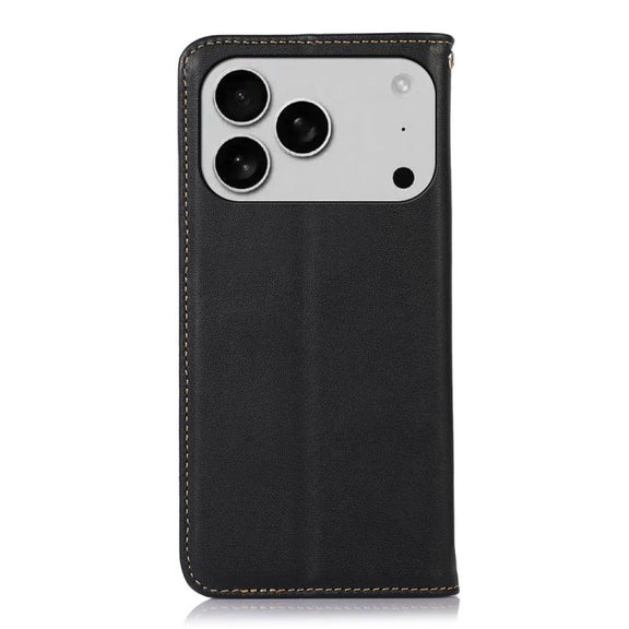 For iPhone 17 Pro KHAZNEH Nappa Top Layer Cowhide Leather Phone Case(Black)