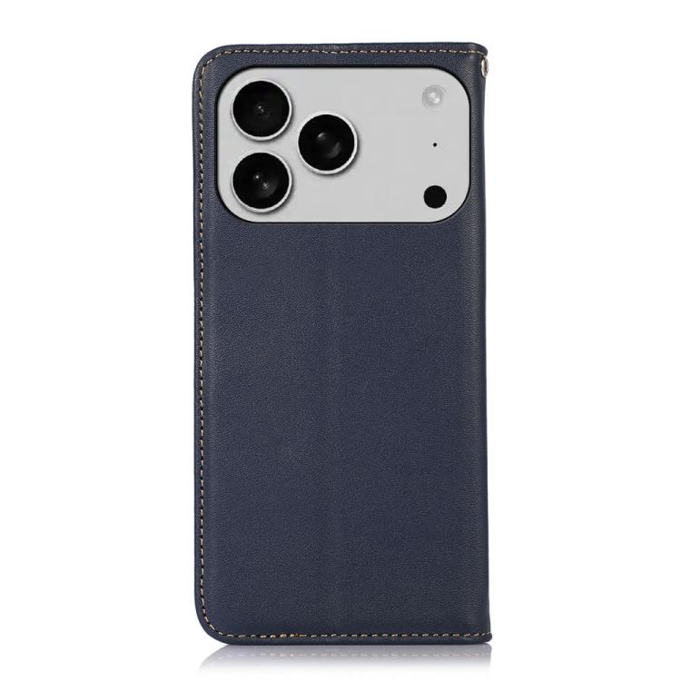 For iPhone 17 Pro Max KHAZNEH Nappa Top Layer Cowhide Leather Phone Case(Blue)