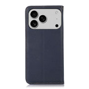 For iPhone 17 Pro Max KHAZNEH Nappa Top Layer Cowhide Leather Phone Case(Blue)