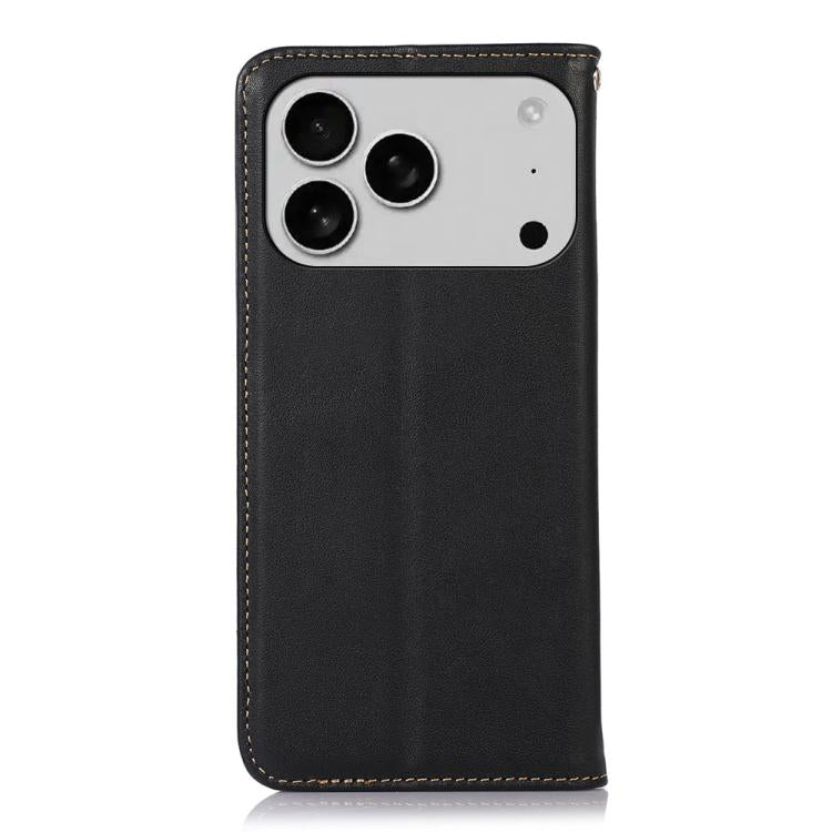 For iPhone 17 Pro Max KHAZNEH Nappa Top Layer Cowhide Leather Phone Case(Black)