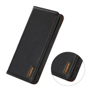 For iPhone 17 Pro Max KHAZNEH Nappa Top Layer Cowhide Leather Phone Case(Black)