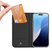 For iPhone 16 Pro DUX DUCIS Skin Pro Series Flip Leather Phone Case(Black)