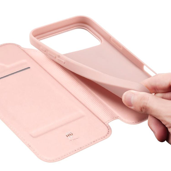 For iPhone 17 Pro DUX DUCIS Skin Pro Series Flip Leather Phone Case(Rose Gold)