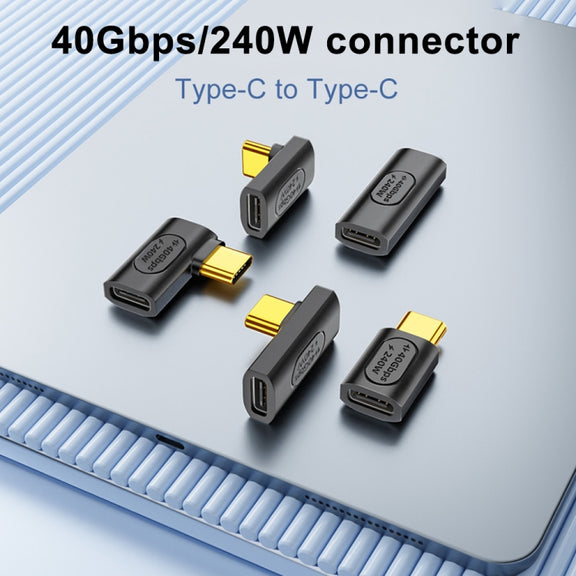 40Gbps 240W USB-C / Type-C Female to USB-C / Type-C Male Side Bend Adapter(Black)