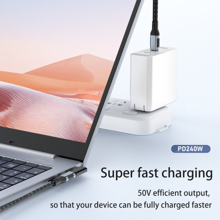 40Gbps 240W USB-C / Type-C Female to USB-C / Type-C Male Side Bend Adapter(Black)