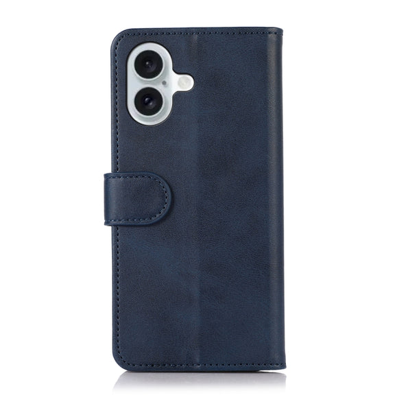 For iPhone 16 Cow Texture Leather Phone Case(Blue)