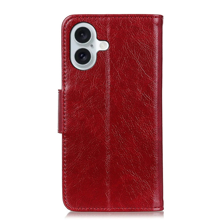 For iPhone 16 Plus Nappa Texture Leather Case(Red)
