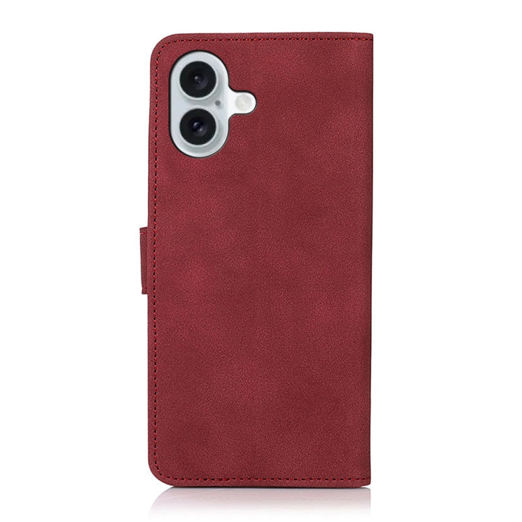 For iPhone 16 KHAZNEH Matte Texture Leather Phone Case(Red)
