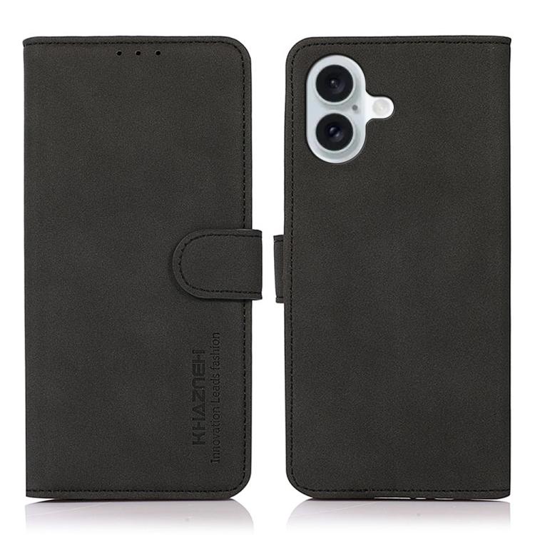 For iPhone 17 KHAZNEH Matte Texture Leather Phone Case(Black)