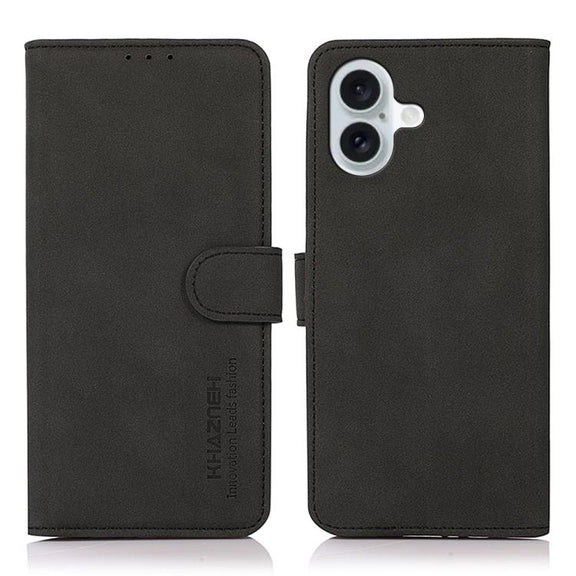 For iPhone 17 KHAZNEH Matte Texture Leather Phone Case(Black)