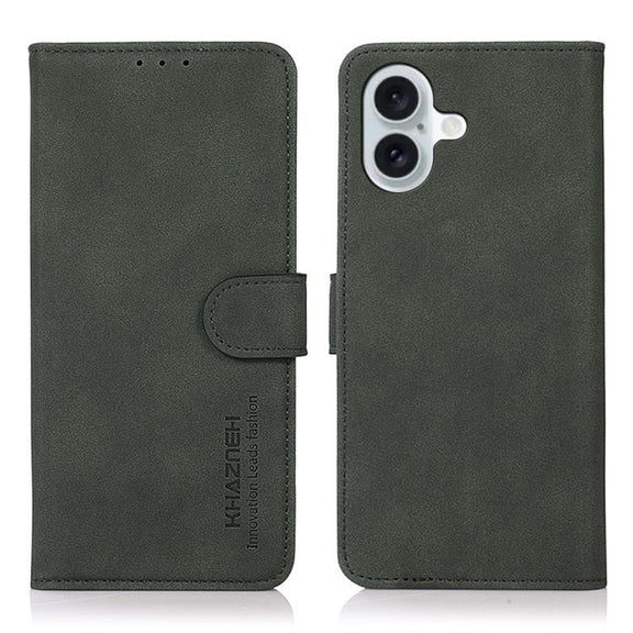 For iPhone 17 KHAZNEH Matte Texture Leather Phone Case(Green)