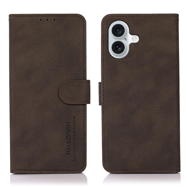 For iPhone 17 KHAZNEH Matte Texture Leather Phone Case(Brown)