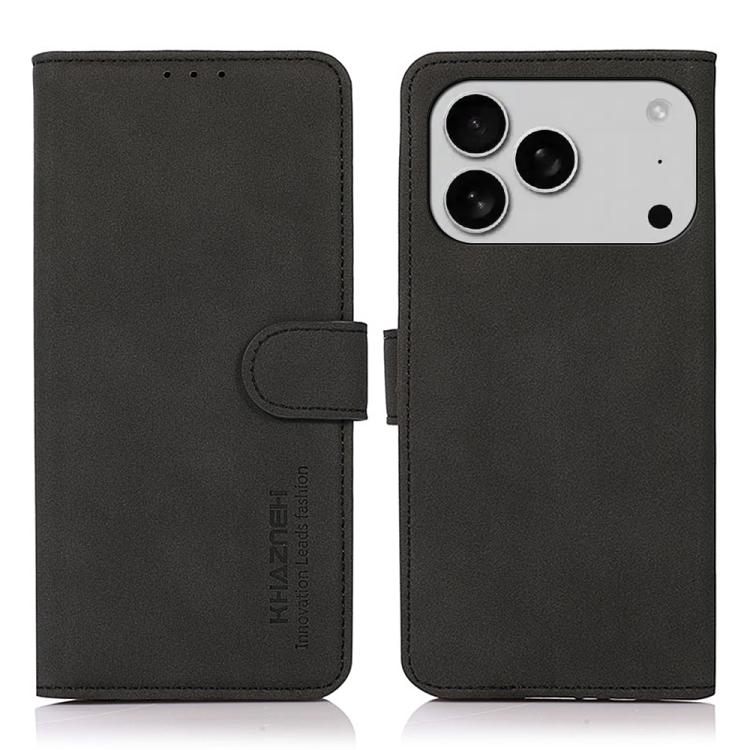 For iPhone 17 Pro KHAZNEH Matte Texture Leather Phone Case(Black)