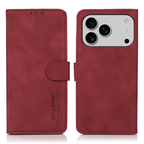 For iPhone 17 Pro KHAZNEH Matte Texture Leather Phone Case(Red)