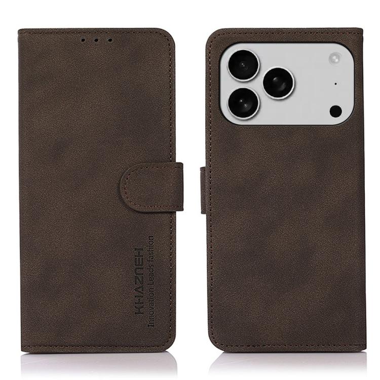 For iPhone 17 Pro KHAZNEH Matte Texture Leather Phone Case(Brown)