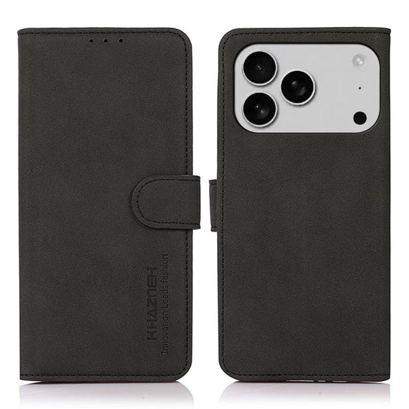 For iPhone 17 Pro Max KHAZNEH Matte Texture Leather Phone Case(Black)