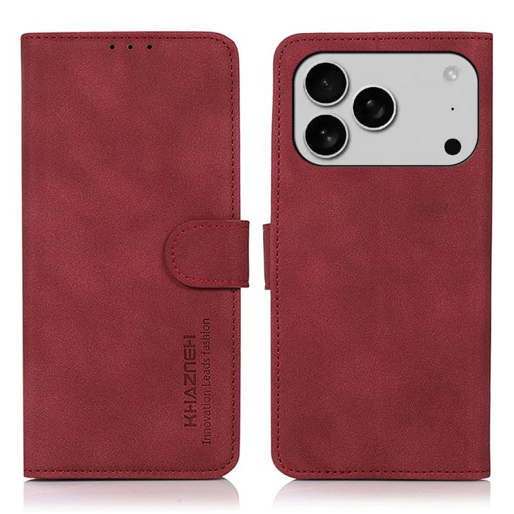 For iPhone 17 Pro Max KHAZNEH Matte Texture Leather Phone Case(Red)