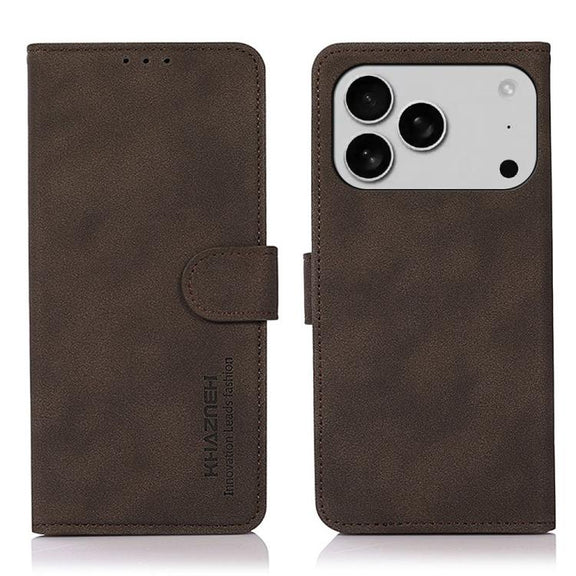 For iPhone 17 Pro Max KHAZNEH Matte Texture Leather Phone Case(Brown)