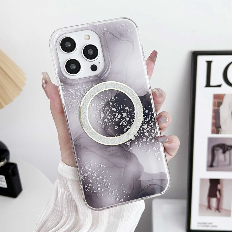 For iPhone 13 Dual-side IMD Marble Magsafe Phone Case(Black)