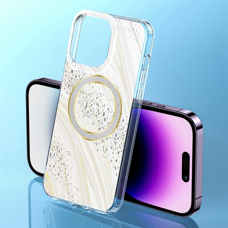 For iPhone 13 Pro Max Dual-side IMD Marble Magsafe Phone Case(White)