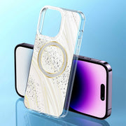For iPhone 13 Pro Max Dual-side IMD Marble Magsafe Phone Case(White)