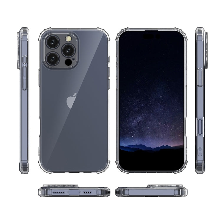 For iPhone 16 Pro Max Four-Corner Shockproof Clear TPU Phone Case(Transparent)