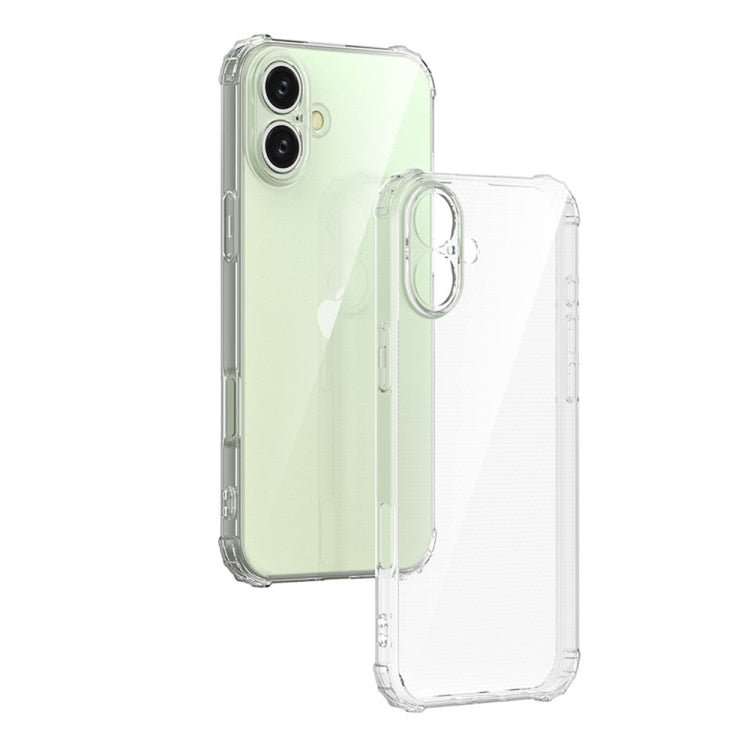 For iPhone 16 Plus Four-Corner Shockproof Clear TPU Phone Case(Transparent)