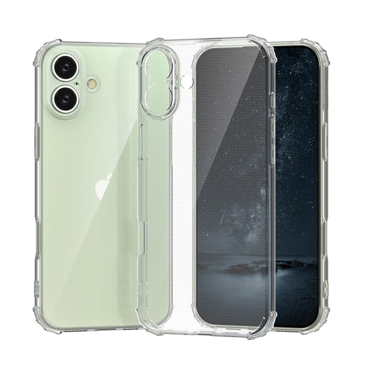 For iPhone 16 Four-Corner Shockproof Clear TPU Phone Case(Transparent)