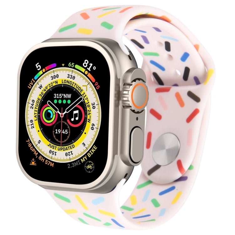 Rainbow Raindrops Silicone Watch Band For Apple Watch SE 2023 44mm(Pink)