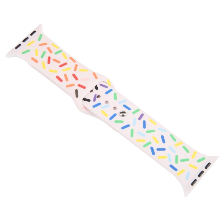 Rainbow Raindrops Silicone Watch Band For Apple Watch SE 2023 44mm(Pink)