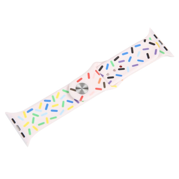 Rainbow Raindrops Silicone Watch Band For Apple Watch SE 2023 44mm(Pink)