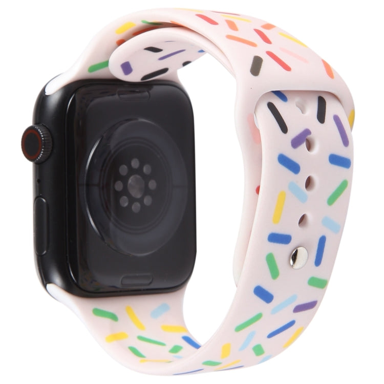 Rainbow Raindrops Silicone Watch Band For Apple Watch SE 2023 44mm(Pink)