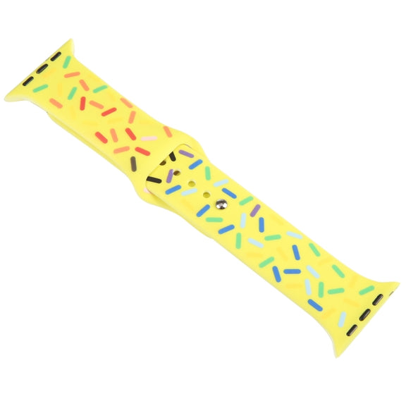 Rainbow Raindrops Silicone Watch Band For Apple Watch 9 45mm(Yellow)