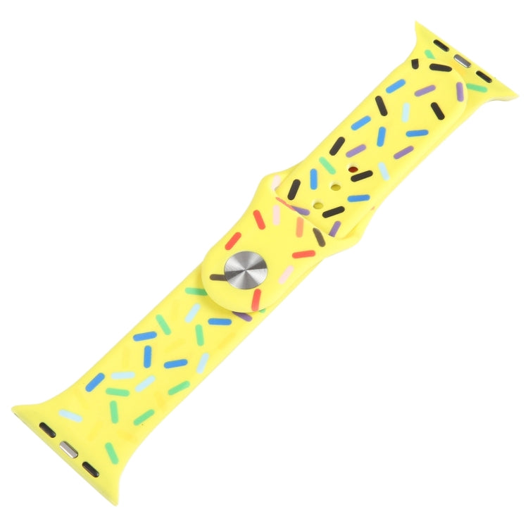 Rainbow Raindrops Silicone Watch Band For Apple Watch 9 45mm(Yellow)