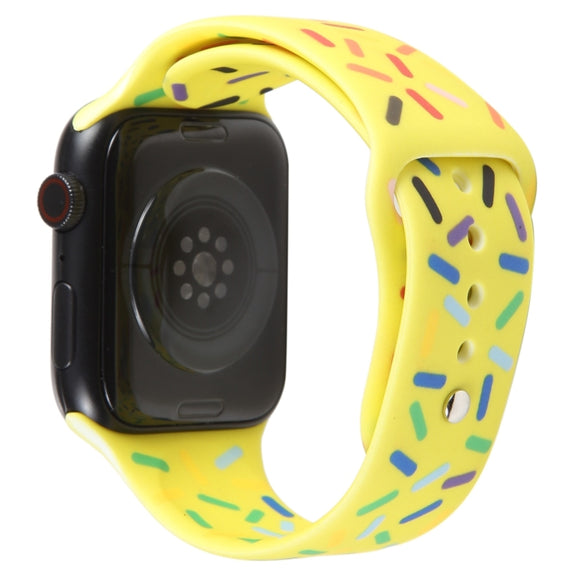 Rainbow Raindrops Silicone Watch Band For Apple Watch 9 45mm(Yellow)
