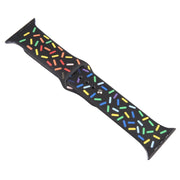 Rainbow Raindrops Silicone Watch Band For Apple Watch 9 45mm(Black)