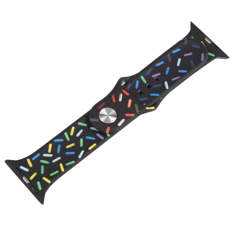 Rainbow Raindrops Silicone Watch Band For Apple Watch 9 45mm(Black)