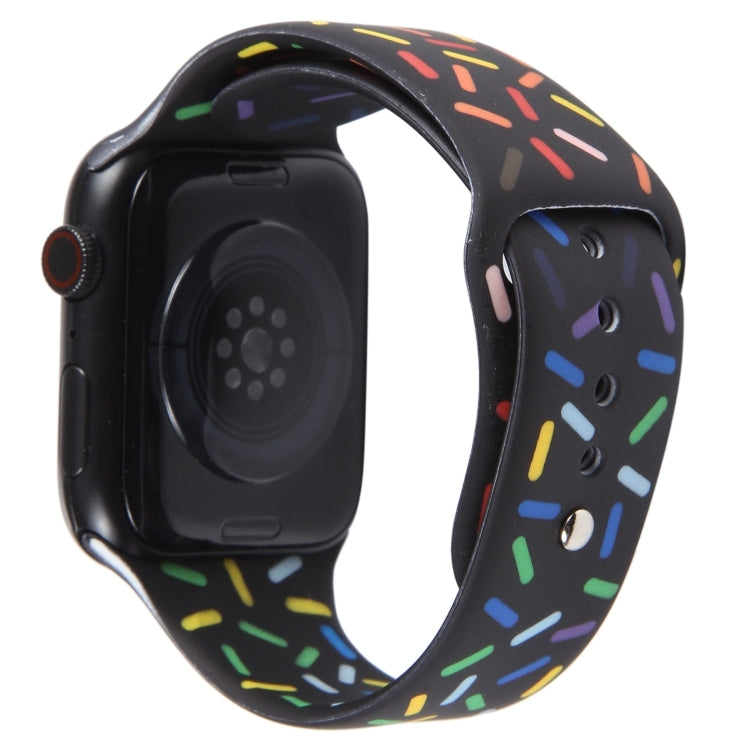 Rainbow Raindrops Silicone Watch Band For Apple Watch 9 45mm(Black)