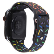 Rainbow Raindrops Silicone Watch Band For Apple Watch 9 45mm(Black)