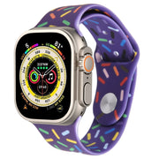 Rainbow Raindrops Silicone Watch Band For Apple Watch 9 45mm(Dark Purple)