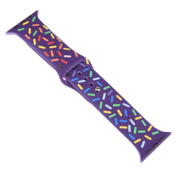 Rainbow Raindrops Silicone Watch Band For Apple Watch 9 45mm(Dark Purple)