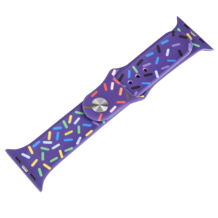 Rainbow Raindrops Silicone Watch Band For Apple Watch 9 45mm(Dark Purple)