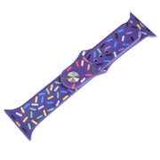 Rainbow Raindrops Silicone Watch Band For Apple Watch 9 45mm(Dark Purple)