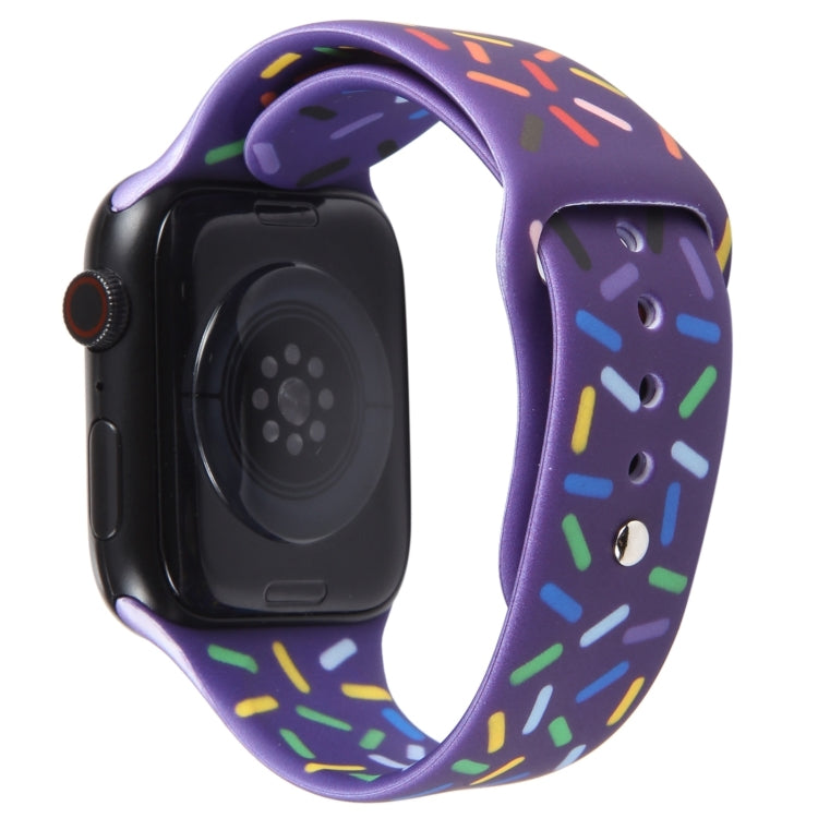 Rainbow Raindrops Silicone Watch Band For Apple Watch 9 45mm(Dark Purple)