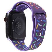 Rainbow Raindrops Silicone Watch Band For Apple Watch 9 45mm(Dark Purple)